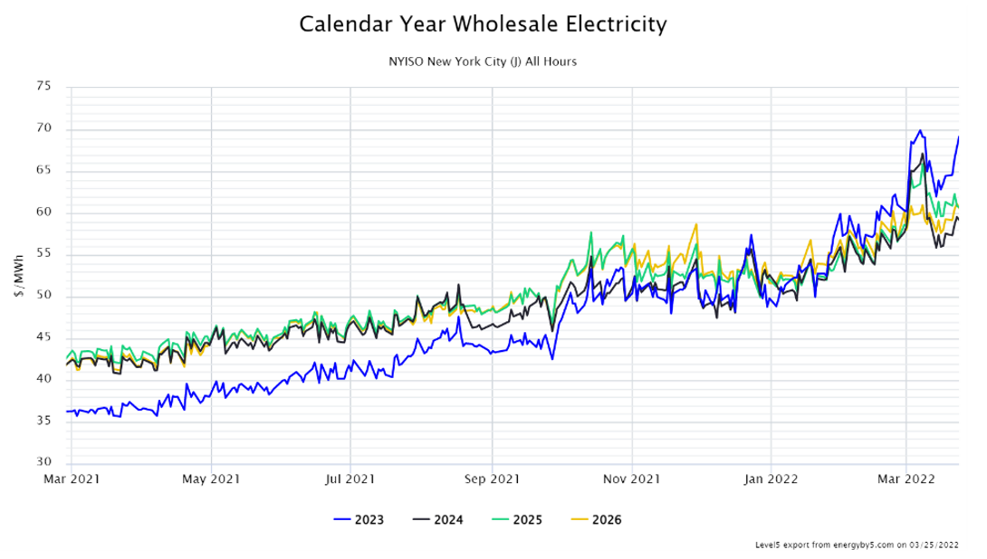 Calendar Year Wholesale Electricity NYISO New York City (J)