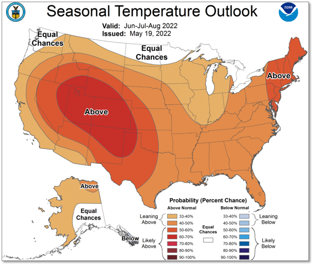 Seasonal Temperature Outlook Issued May 19, 2022