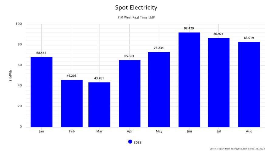 Spot Electricity PJM West Real Time LMP