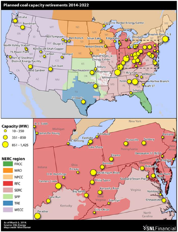 Planned Coal Capacity Retirement 2014-2022