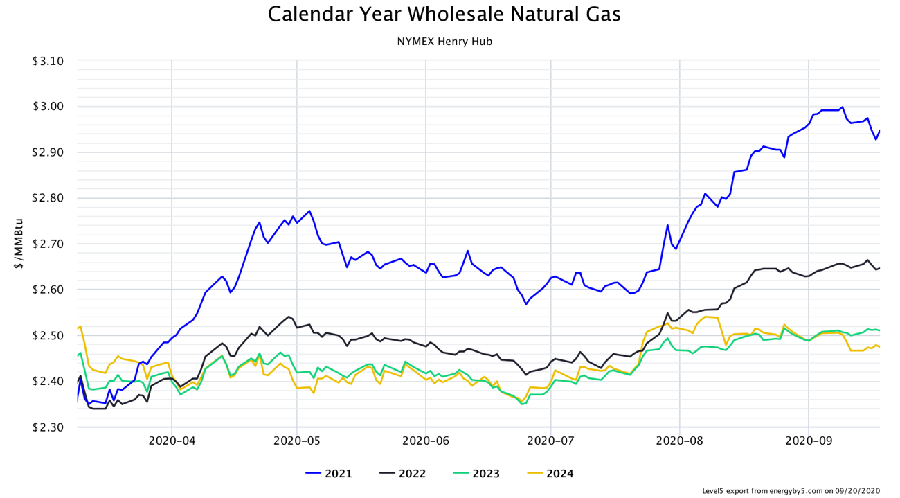 Calendar Year Wholesale Natural Gas NYMEX Henry Hub